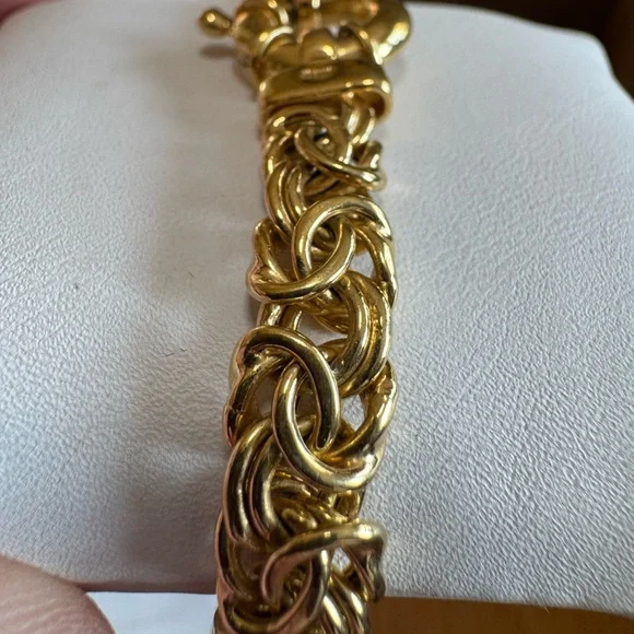 Paolo Romeo Italian Gold Over 925 Silver Byzantine Chain Bracelet - Picture 6 of 12